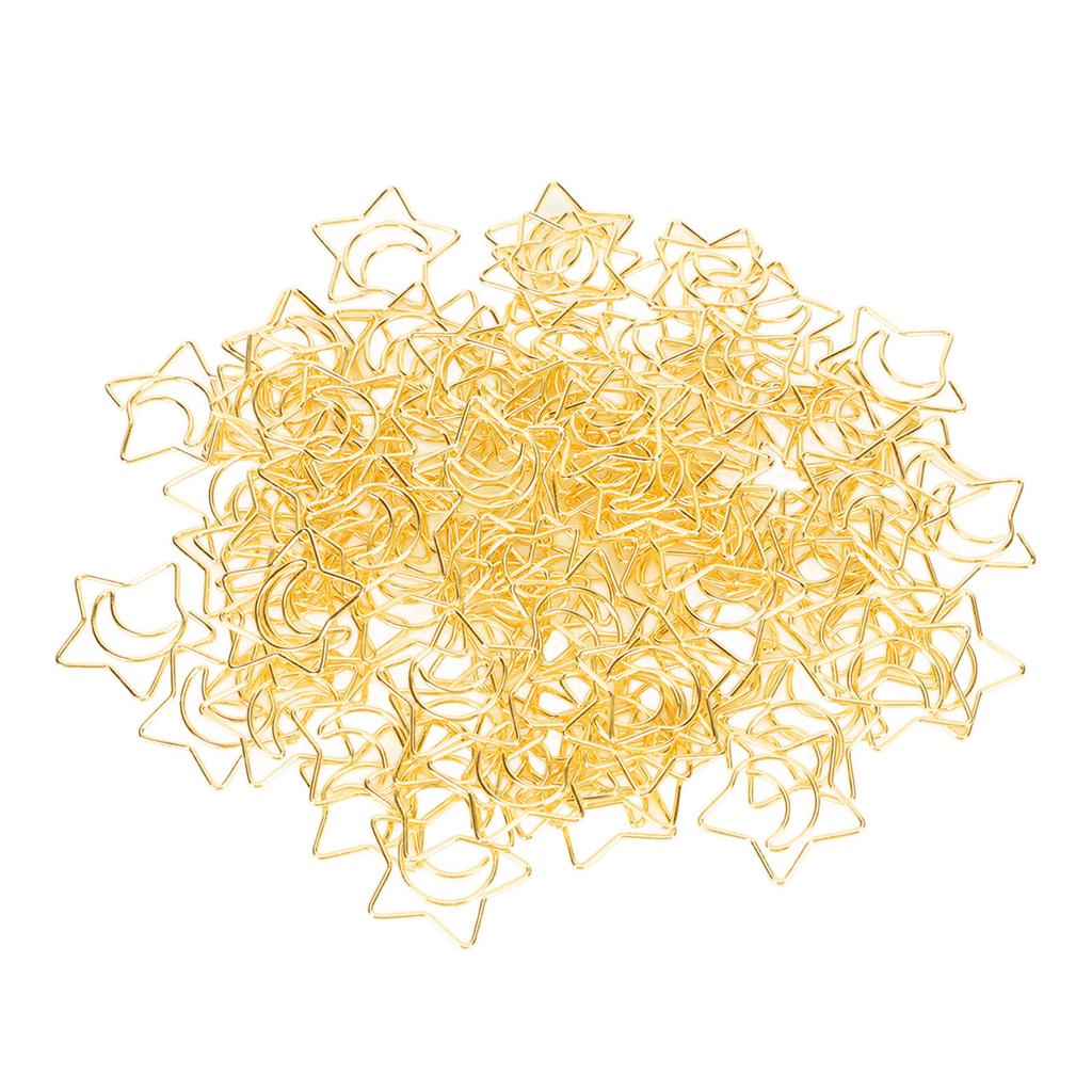100pcs Star Moon Paper Clips Prevent Rust Skid Resistance Cute Paperclips for   Daily Use School