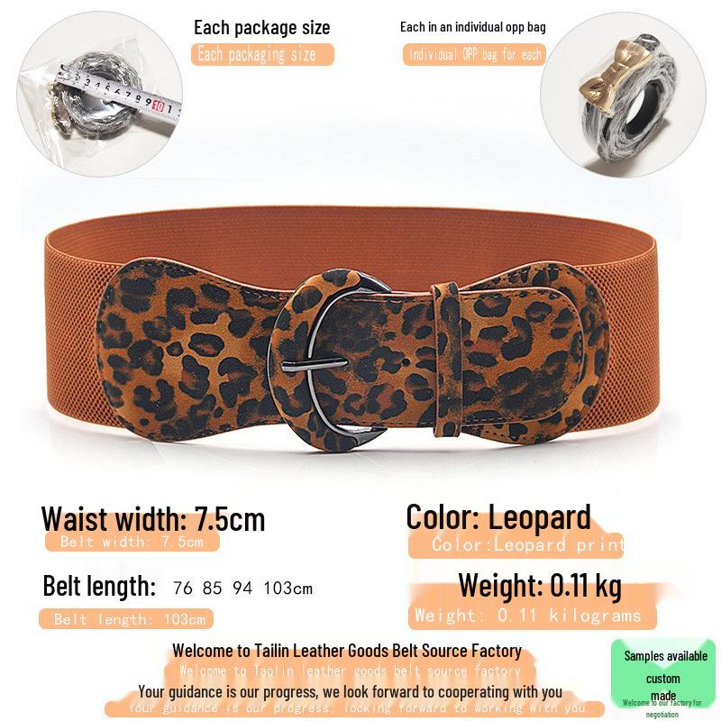 Women's Animal Print Elastic Leather Belt with Buckle