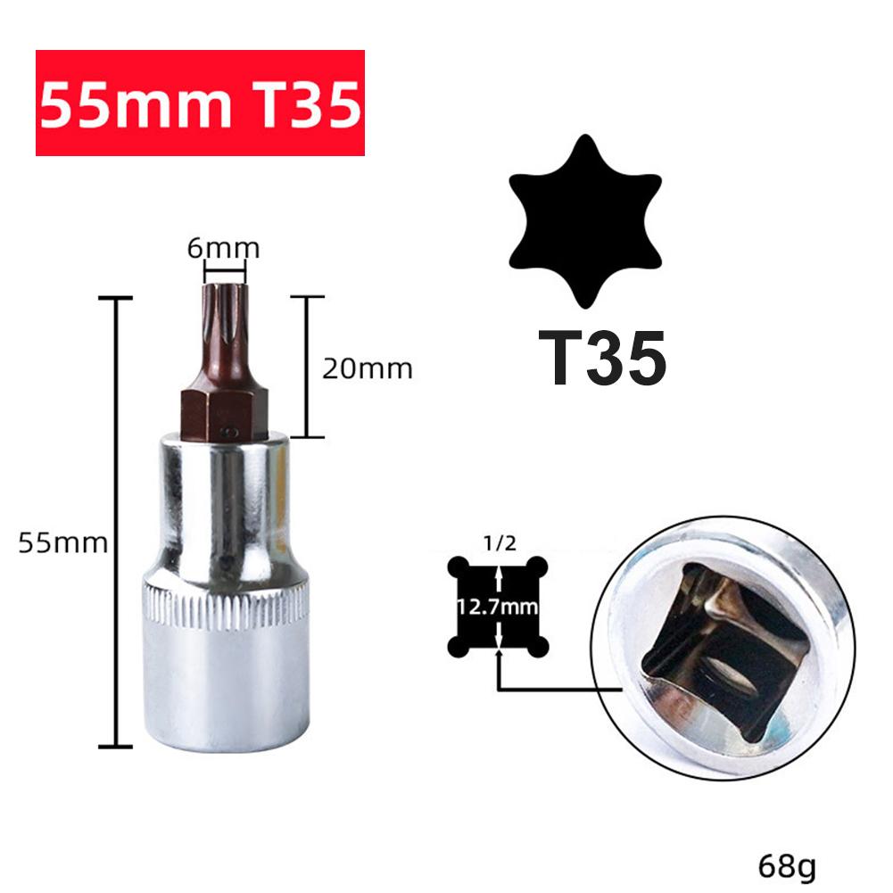 1pc T20-T70 Hex Head Screwdriver Bit For Torx Bit Sockets 1/2inch Sockets Wrenches Slotted Tip Screwdriver Bit Hand Tools