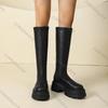 Comemore Kniehohe Stiefel für Damen Schwarz Plateau 2025 Herbst Neu Lange Ritterstiefel Klobige Hohe Absätze Botas Schuhe Damen