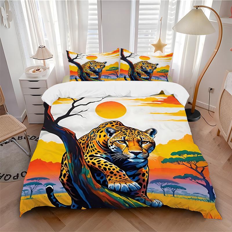 3pcs Leopard print Duvet Cover Set -Includes 1 Duvet Cover and 2 Pillowcases, No Quilt Core, All-Season Home Decor yy251111136