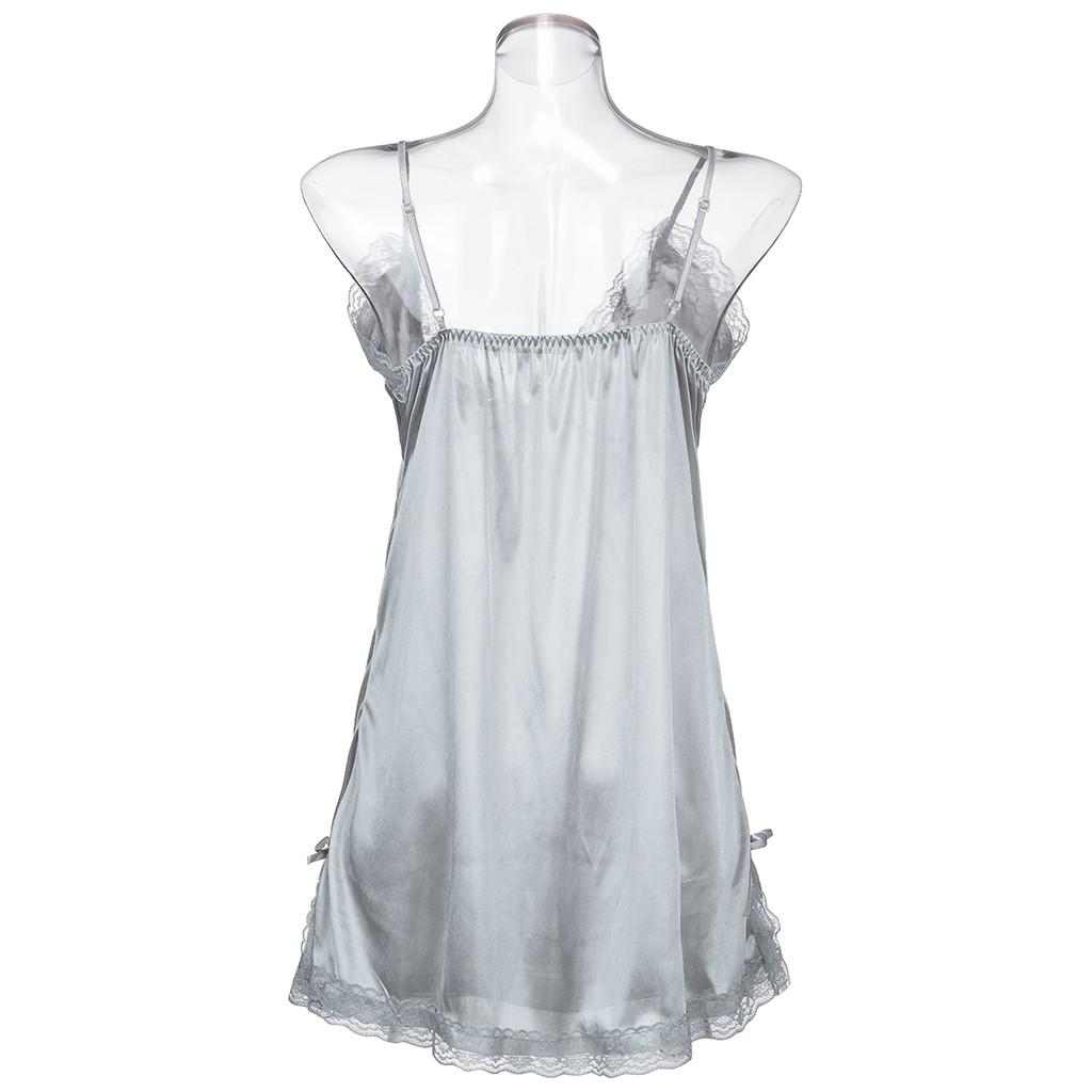 Women Sexy Plus Size Contrast Lace  With Thong Nightdress Bowknot Lingerie