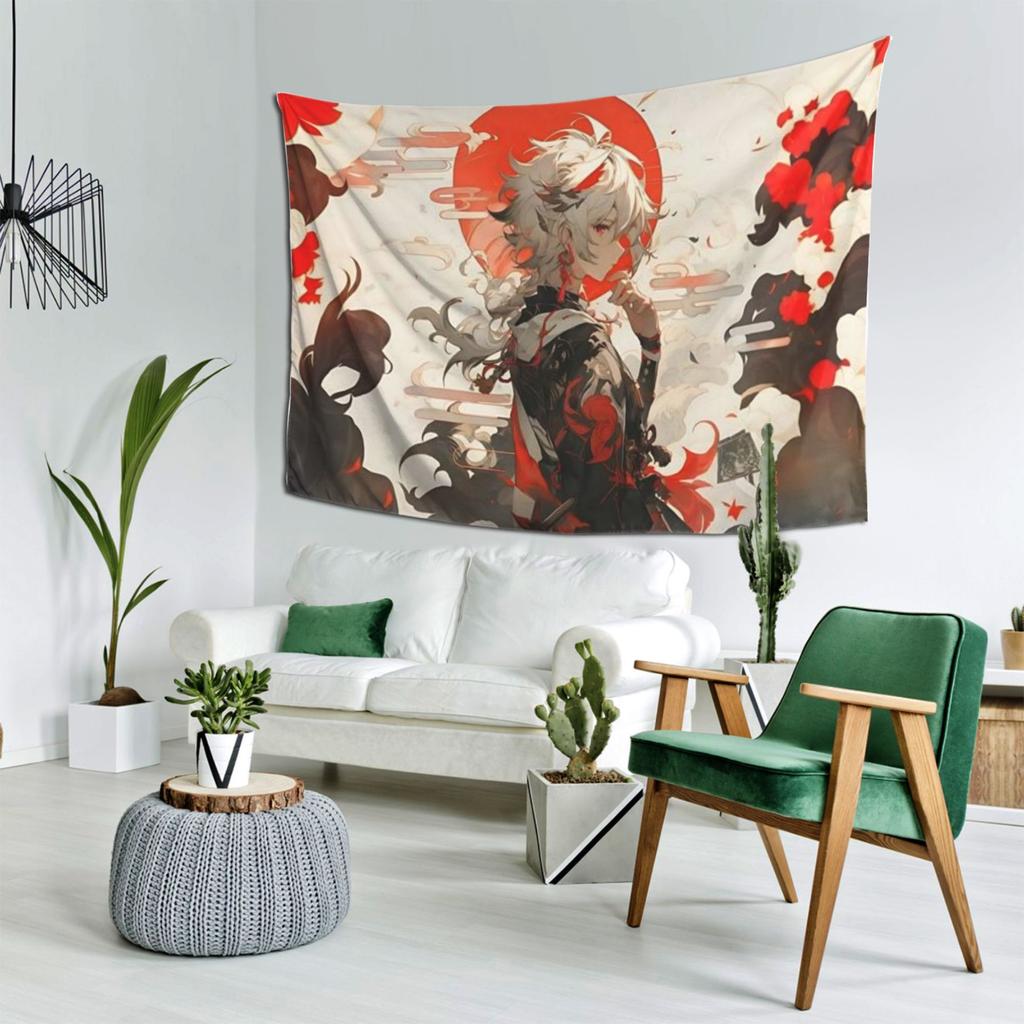 Vivid Anime Samurai Tapestry  Celebrate Japanese Culture with Intricate Artwork and Bold Colors  Perfect for Bedroom Decor