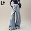 Izzue IT Women's American Retro Loose Straight Wide Leg Denim Pants