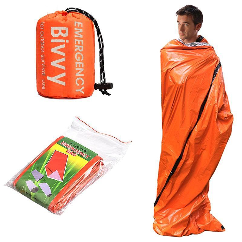 Acil Durum Uyku Tulumu Ultra Su Geçirmez Mylar Termal Battaniyeler Hafif Hayatta Kalma Uyku Tulumu Kamp Yürüyüş İçin Sıcak Tutar