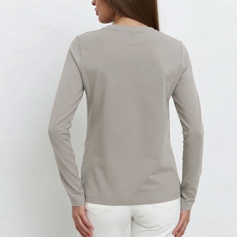 GMXIA Baumwoll-T-Shirt Frühling Damenmode Rest Vielseitiger Pendlerpullover Rundhals Langarm-T-Shirt