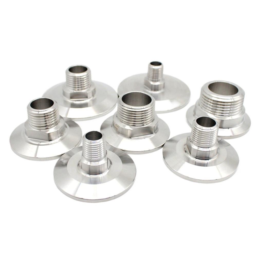 Milling Opposite Edge 1/4" 3/8" 1/2" 3/4" 1" NPT Male 1.5" 2" Tri Clamp SUS 304 316 Stainless Steel Sanitary Pipe Fitting Brew