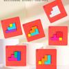1 Set Tangram Math Toys Building Blocks Board Color Shape Game For Kids Gifts 3D Two-Person Interactive Desktop Puzzle Game