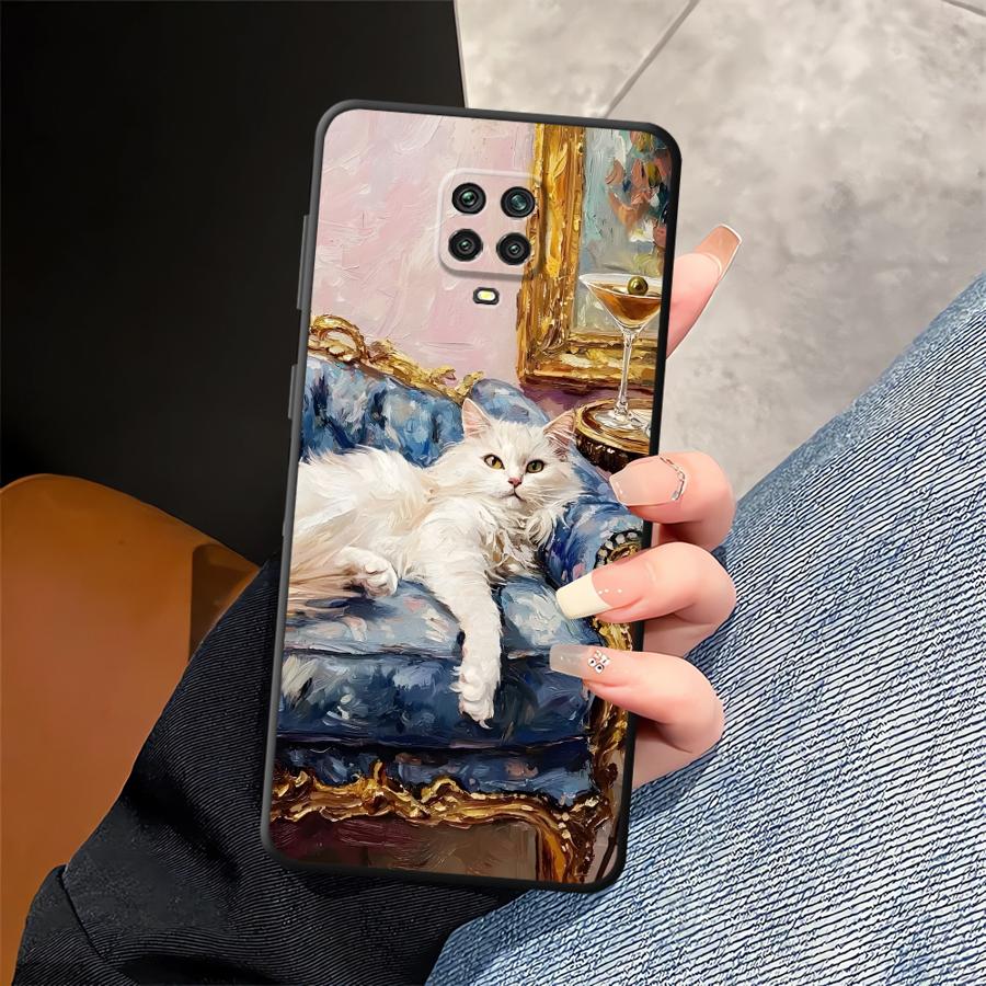 Cartoon Oil Painting Cat Case for Xiaomi Redmi Note 14 10 K80 A1 14C 13 Pro Plus 12C 13C 9 8 7 A4 A5 12 11 A3 Phone Cover K40 A2