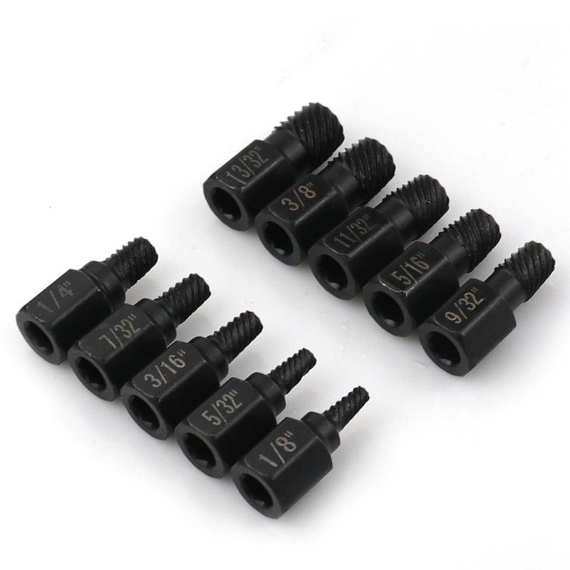 10-Piece Hexagonal Bolt & Screw Extractor Set, Multi-Spline Spiral Teeth for Broken Wire/Bolt Removal.