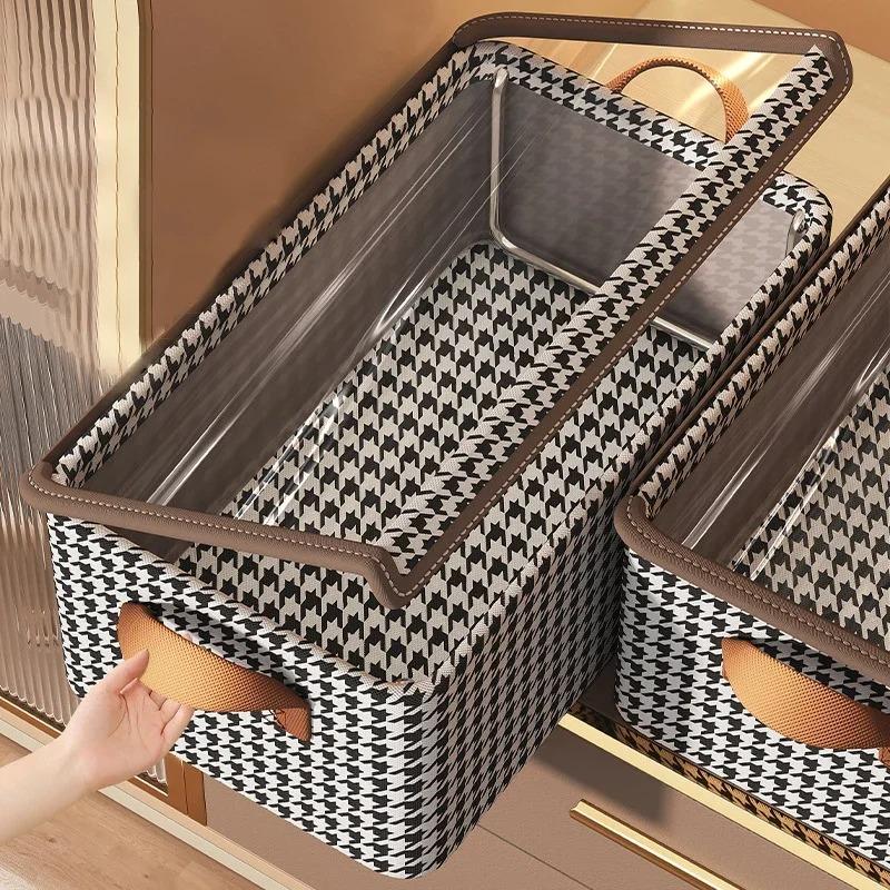 1PC No lid suitcase organizer Foldable Style Storage Basket with Handle Bedroom Dormitory Desktop Storage Box