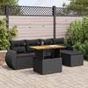 Vidaxl 6-Cz. Set di Mobili da Giardino con Cuscini, Polyrattan Nero