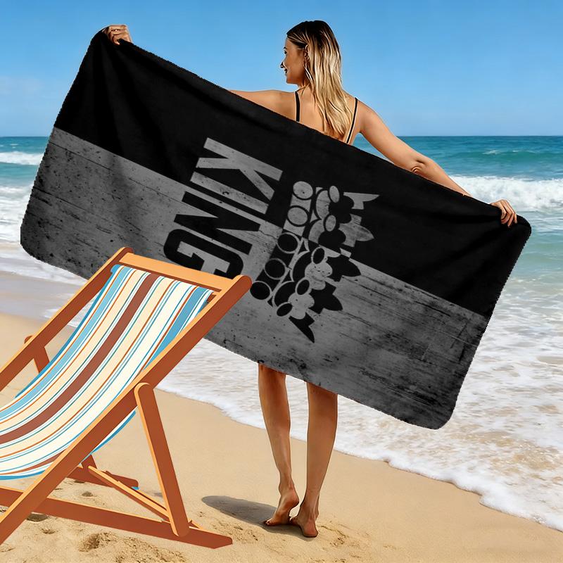 King or Queen Print Beach Towel, Large Soft Quick Dry Towel for Beach Camping Swimming
