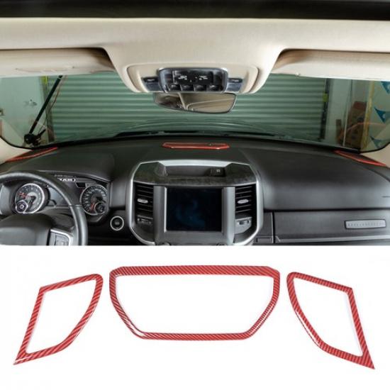 Center Console Dashboard Speaker Trim Frame For Dodge Ram 18-20 Red Carbon Fiber