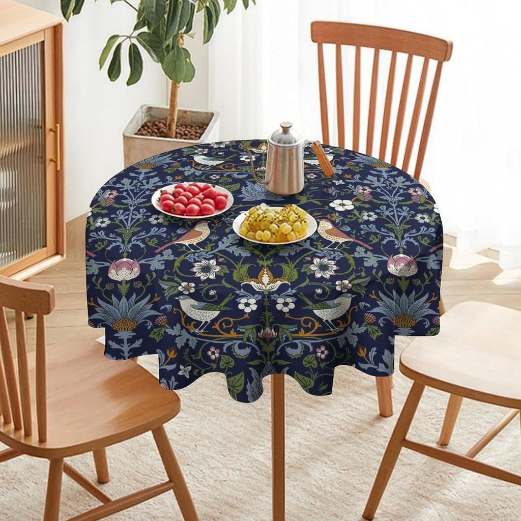 William Morris Bloemenprint Rond Tafelkleed Afwasbaar Polyester Stof Vintage Bloemen Wasbaar Tafelkleed Voor Feestdagen Keuken