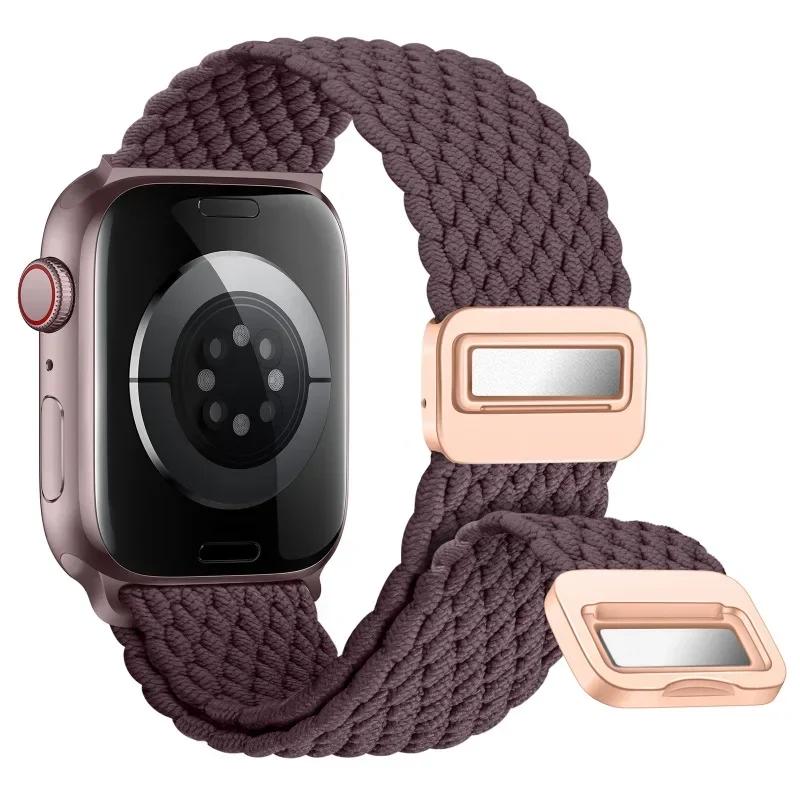 Nylon Band For Apple Watch Strap 44mm 40mm 45mm 46mm 49mm 41mm 38 Magnetic Braided Bracelet iWatch Series Se 7 6 8 9 10 Ultra 2