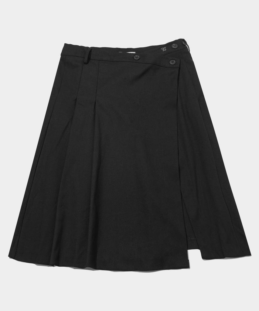 Place Studio Double Button Midi Layered Wrap Pleated Skirt