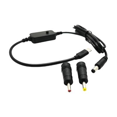 5V 9V 12V 15V 20V Adjustable USB C To 5.5x2.1mm Power Cable Adapter with 2 Interchangeable Connectors for Laptop