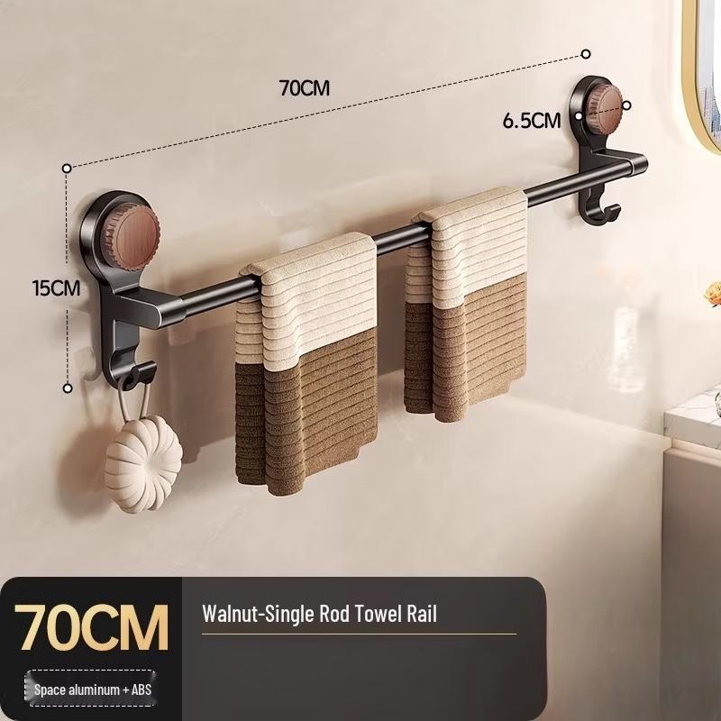 cmaos Wall-Mounted Walnut Finish Towel Bar