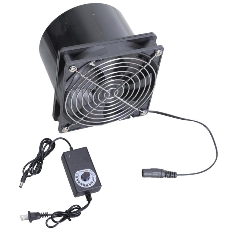 Ventilateur d'extraction d'air 12cm à vitesse réglable 3000RPM DC12V avec contrôleur à grille de protection pour utilisation en cuisine et en serre