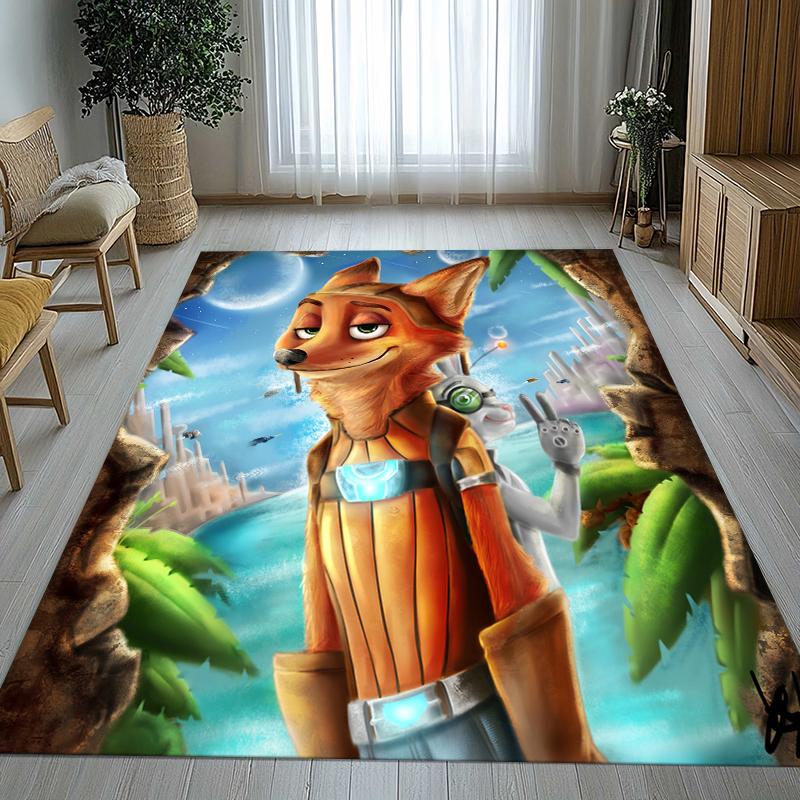 Cartoon Zootopia Judy Nick Living Room Non-Slip Area Rug Soft Carpet for Bedroom Kids Playroom Sofa,Home Decor Doormat Gift