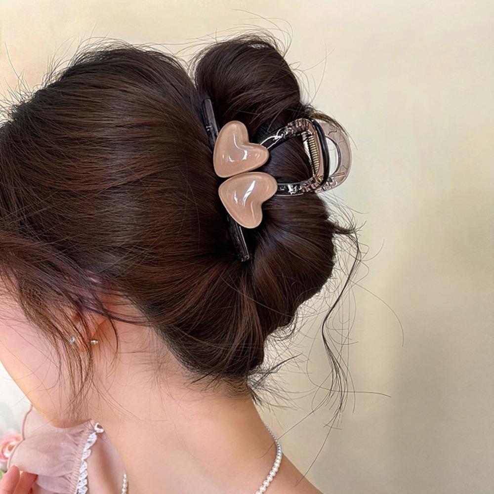 Korean Style Love Hair Claw Headwear Resin Shark Clip Hair Accessories Heart Shark Clip  Work