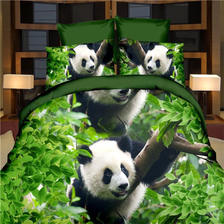 Bettwäsche Großhandel 3D Panda Delfin Jacquard Bettzeug Queen King Size Bettbezug + flache Tagesdecke + Kissenbezug Bambusfaser