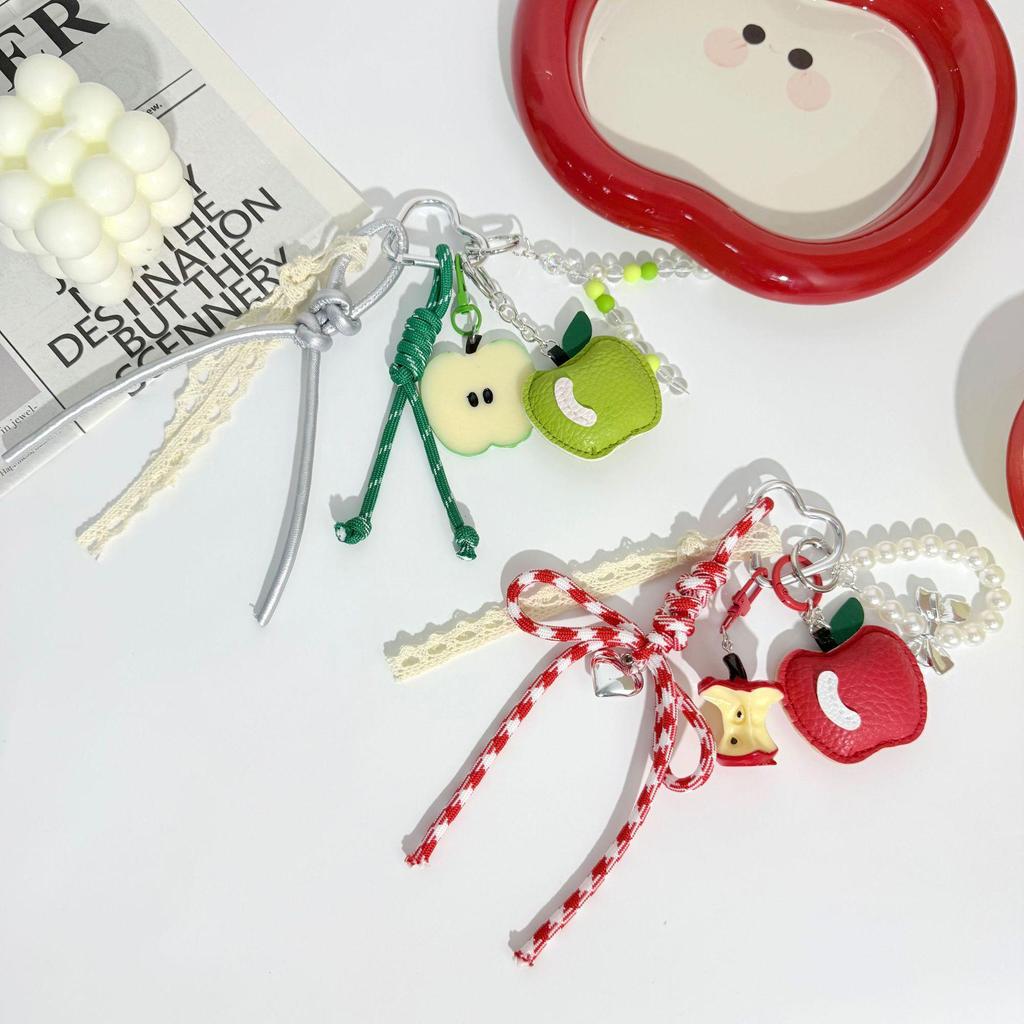 Miu Style Bag Charm: Apple Pendant Keychain & Multifunctional Lanyard Accessories for Couples