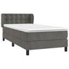 Vidaxl Continental Bed With Mattress, Dark Grey Velvet, 100X200Cm