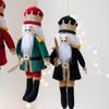 Fabric Nutcracker Soldier Pendant Red Blue Green Black 19cm Soldier Ornaments European-Style Xmas Tree Hanging Ornament XMAS