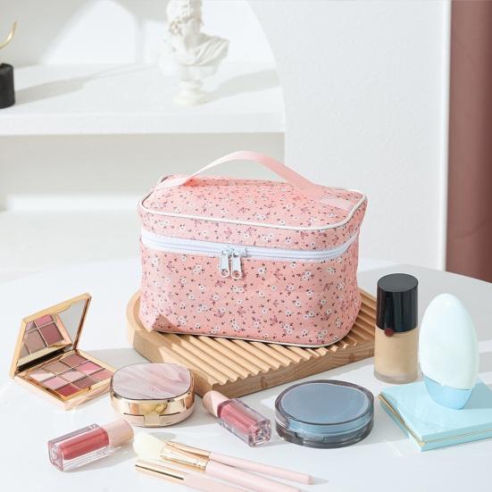 

Портативная косметичка Yousheng с цветочным принтом, большой вместимости, с двойной застежкой-молнией, в милом стиле, для путешествий, деловых поездок, туалетных принадлежностей, сумочка чёрный