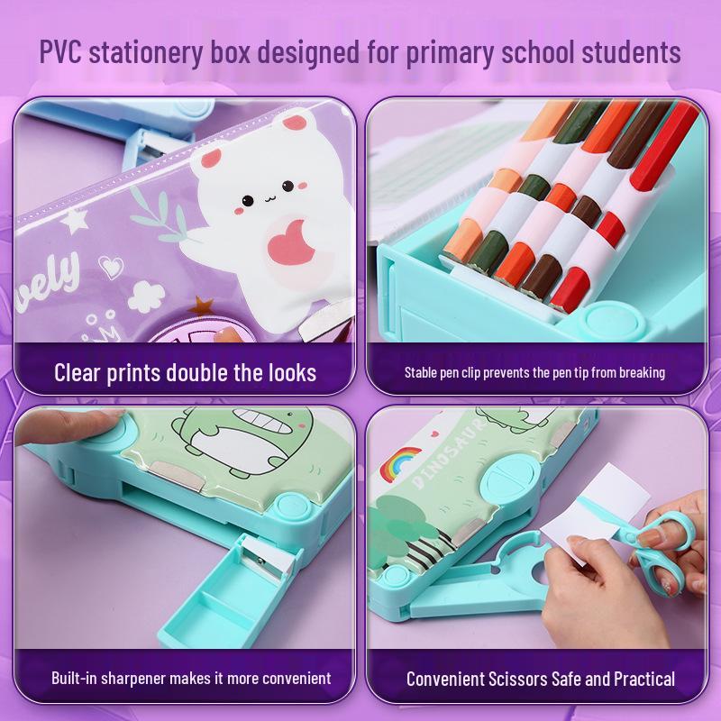 Creative Cartoon Multifunctional Pencil Case for Primary School Students - Large Capacity and High Appeal