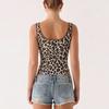 Modisches Damen Leopard Print Quadratischer Ausschnitt Trägertop Y2K Schlank Ärmellos Cami Top Spicy Girl Streetwear Sommer Lässig Basic Weste