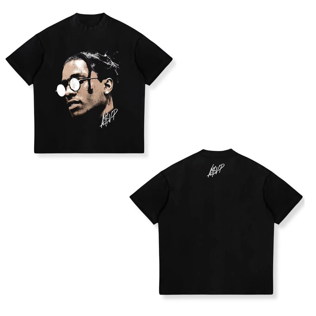 2026 New ASAP ROCKY Short-sleeved T-shirt HIP HOP High Street Men Women Gothic Tees A$AP Portrait T-shirt Hip Hop Streetwear Oversized Tshirt