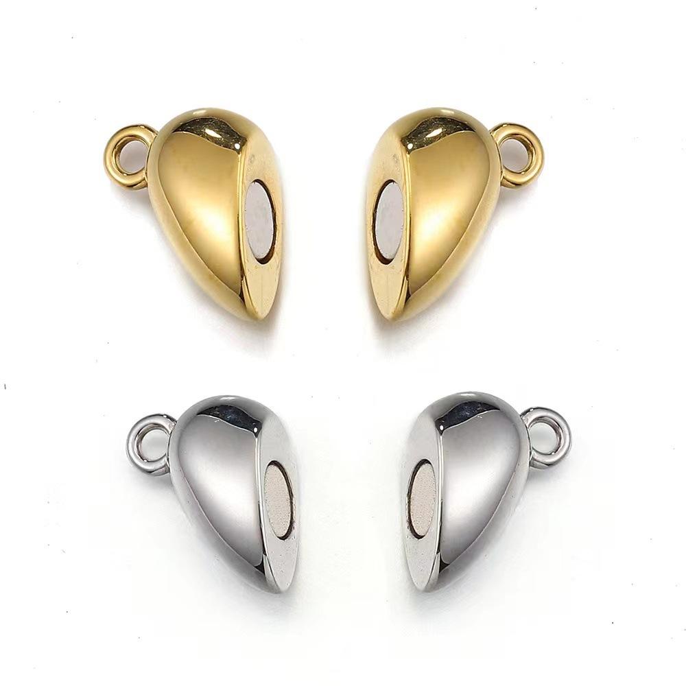 6sets Magnet Couple Heart Charm For Jewelry Making Bulk Silver/Gold Color Love Pendant Diy Women/Men Accessories Valentine's Day