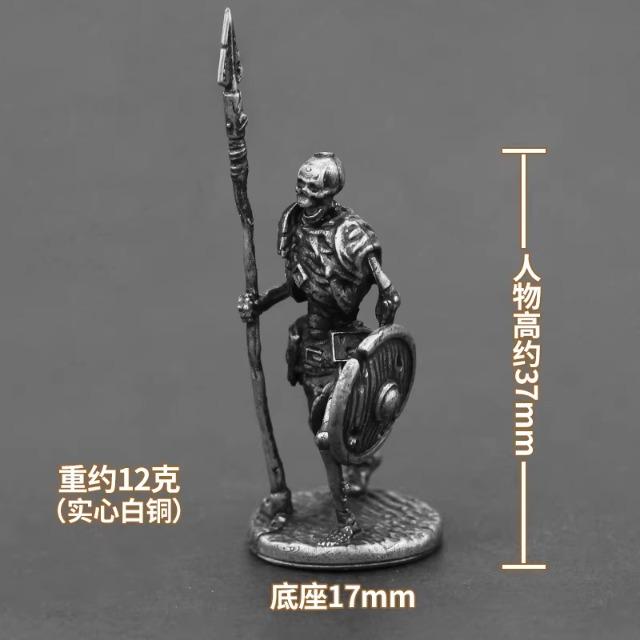 Ancient Medieval Legion Swordman Undead Skeleton Warrior Action Figures Metal Copper Model Armor Figurine Miniature Ornament Toy