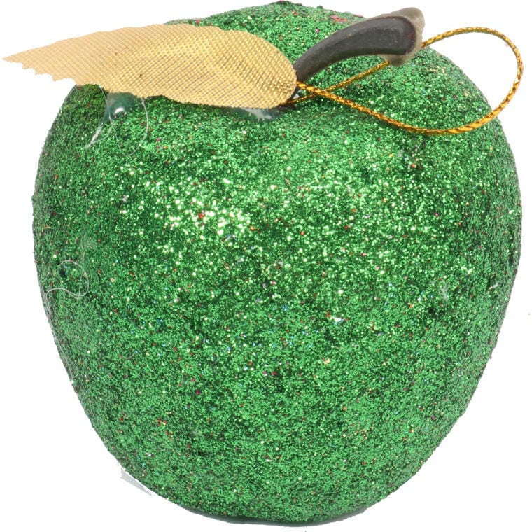 Set of 6 Multicolored Plastic Apple-Shaped Baubles with Glitter