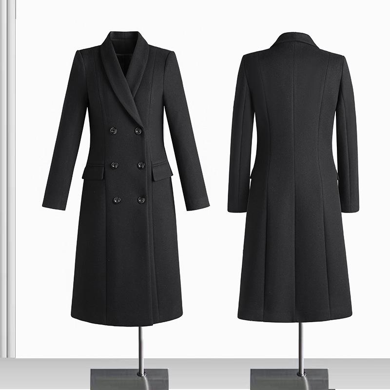 Women's Professional Mid-Length Wool Coat for Winter Workwear