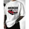 European Sizes Men's Plus-Size Retro American Muscle Car T-Shirt - Vintage Auto Print Round Neck Casual Tee Suitable for Daily Wear