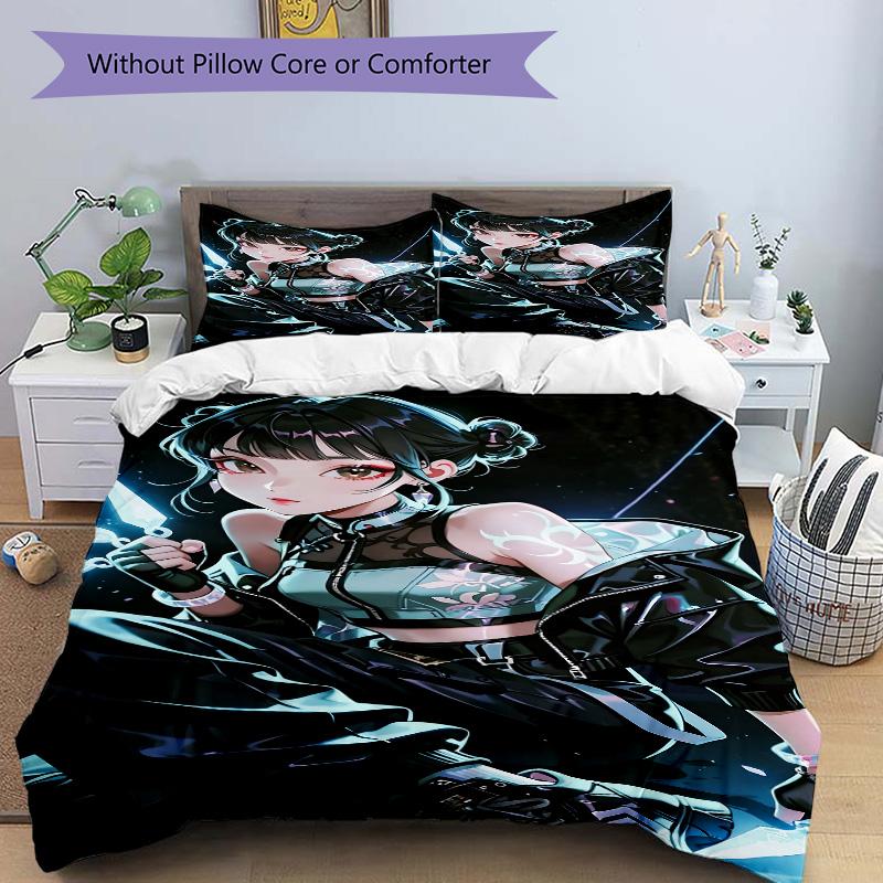 Warrior Girl Print 3Pcs Bedding Setduvet Cover With 2 Bedropillowcase Home Birthday Gift