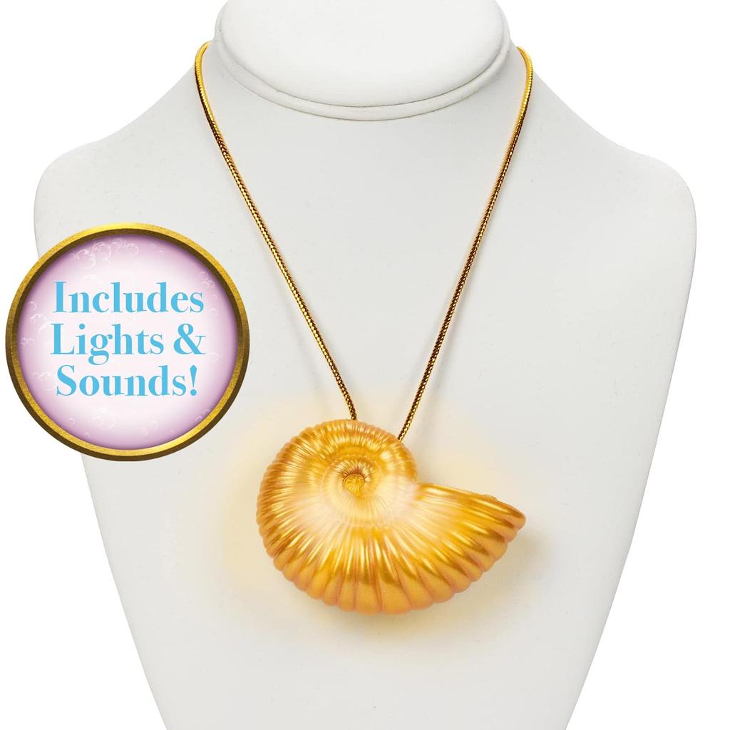 Disney Little Mermaid Ariel Seashell Necklace with Light Up Feature and Ariel Singing Voice Toy Necklace for Girls Role Play and Dress Up Time One