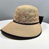 Chic Korean Style Breathable Straw Sun Hat with Bowknot - Women's Foldable Design