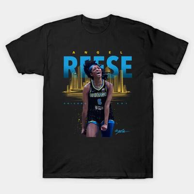 Hot_Hot! Angel-Reese Chicago-Sky T-Shirt - Black - All Size Unisex T-Shirt