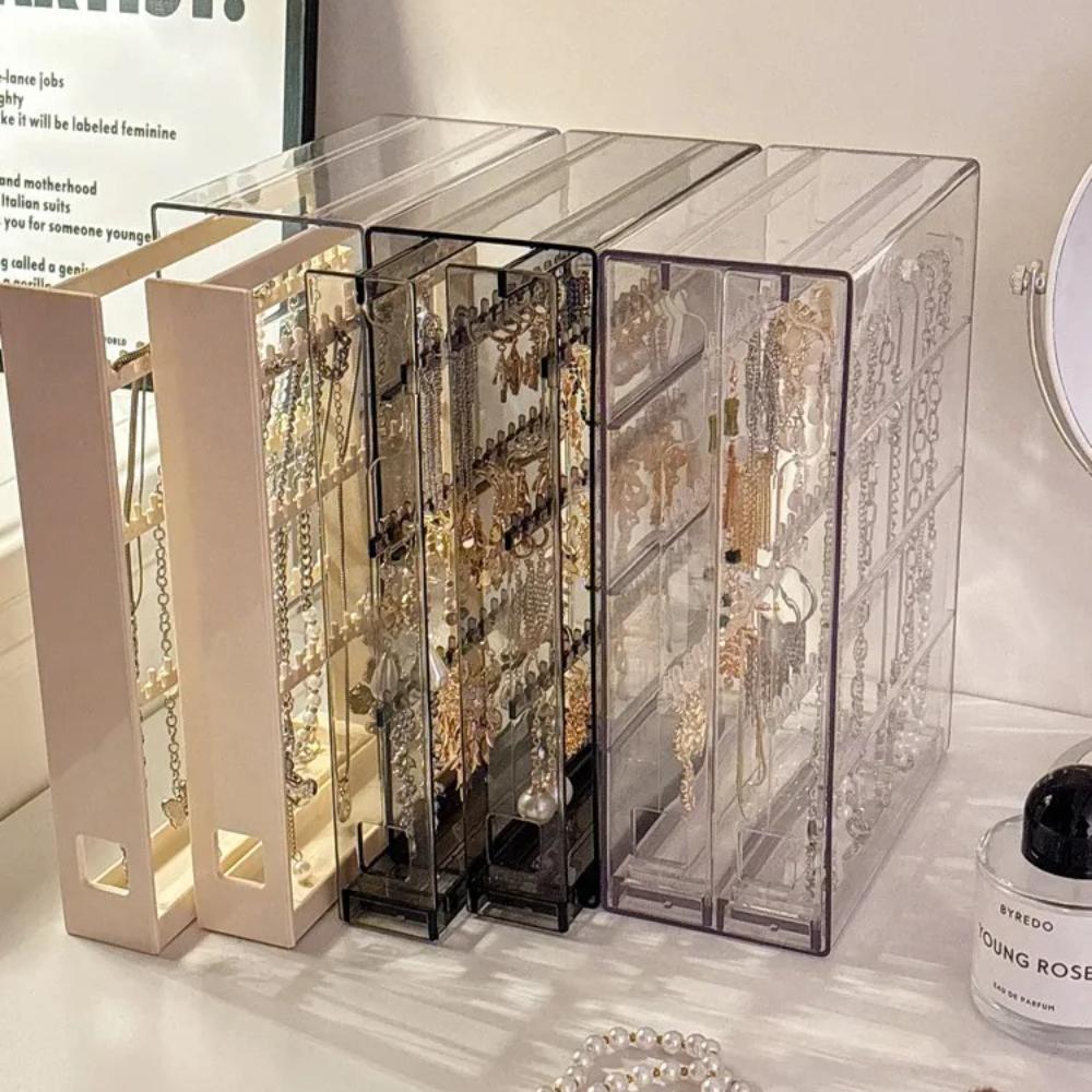 Acrylic Transparent Jewelry Box Vertical High Capacity Drawer Organizers Necklace Bracelet Storage Portable Storage Boxes Gifts