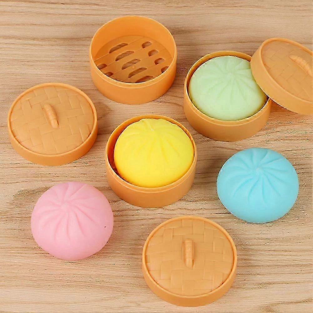 4 PCS Colorful Dumpling Stress Balls Fidget Sensory Toy,Squeeze Dough Ball Stress Relief Hand Toy,Bun
