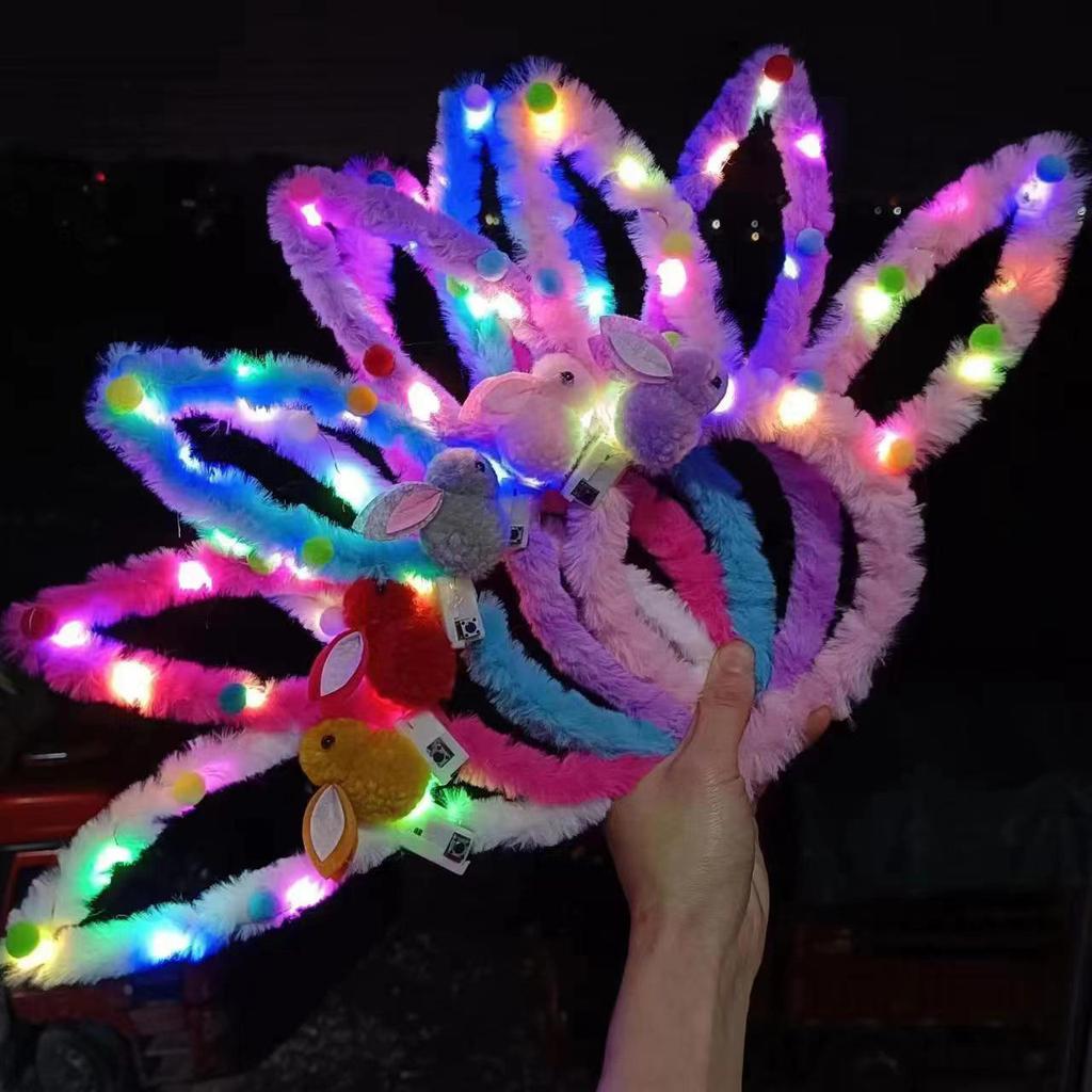 Luminous Feather Bunny Ear Plush Headband Hair Clip - Fun Accessories & Gifts