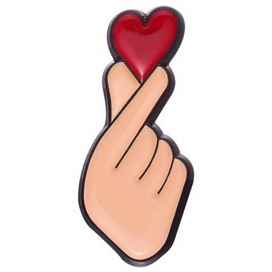Cartoon Finger Heart Alloy Brooch Pin - Unique Accessory for Bags & Clothes
