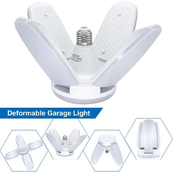 

Светодиодные гаражные светильники, 60 Вт светодиодный потолочный светильник для гаража 6000 лм дневной свет, деформируемые лампочки 60 Вт рабочий свет, E26/E27 светильники для мастерской для гаража сарая