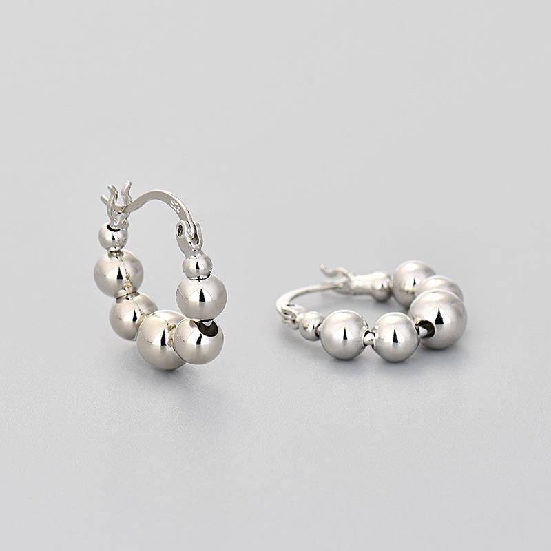 Geometric Round Bead Earrings: Minimalist, Versatile, French Style for Daily Commuting