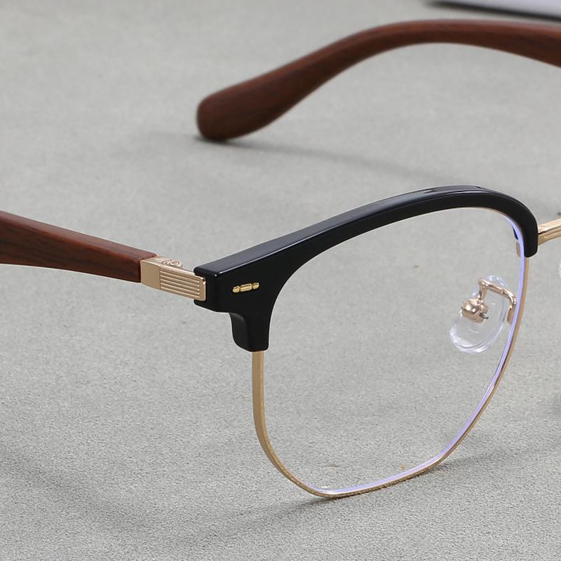 New Blue Light Blocking Glasses Men Women Wood Grain Temples Retro Eyewear Optical Spectacle Eyeglass